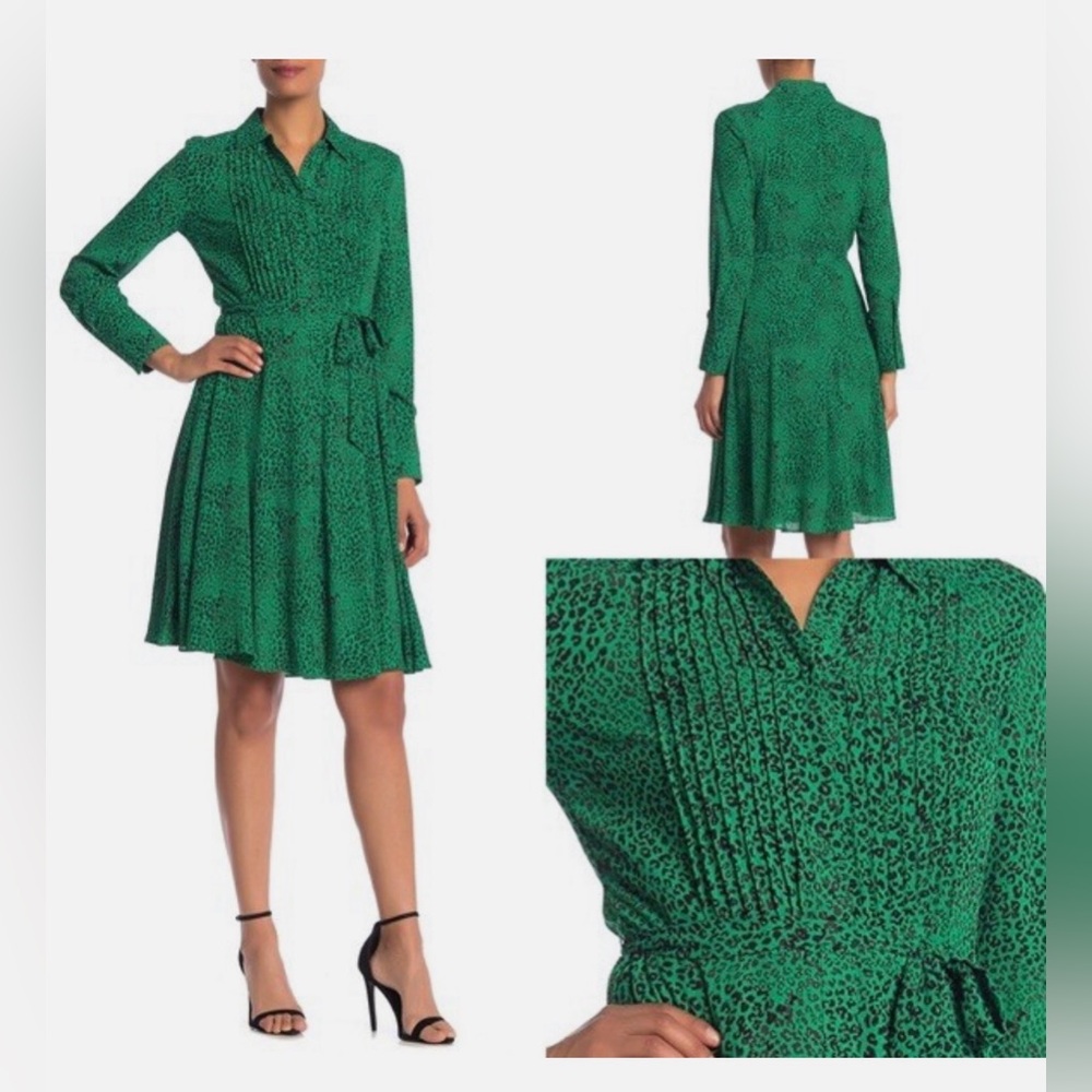 Nanette Lepore Vibrant Green Long Sleeve Midi Dress